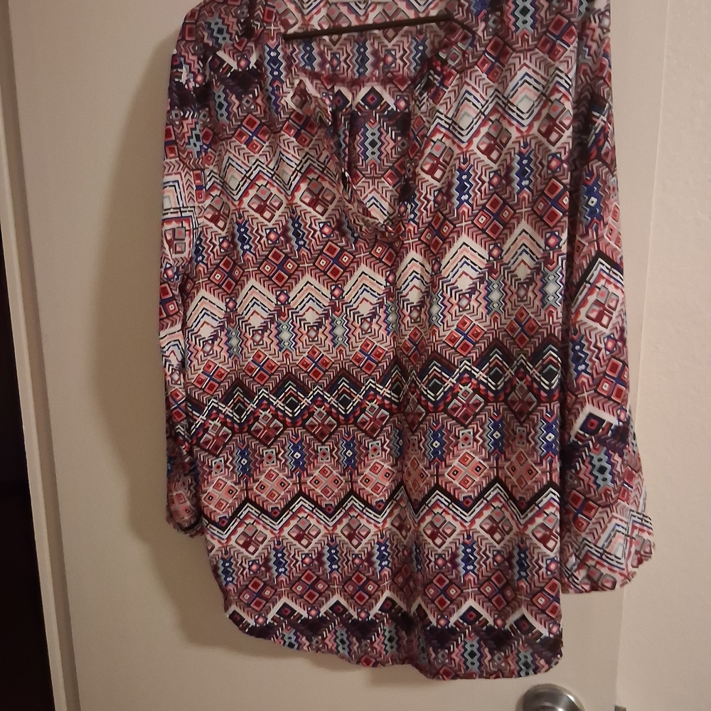 Cato Multicolor Geometric Blouse